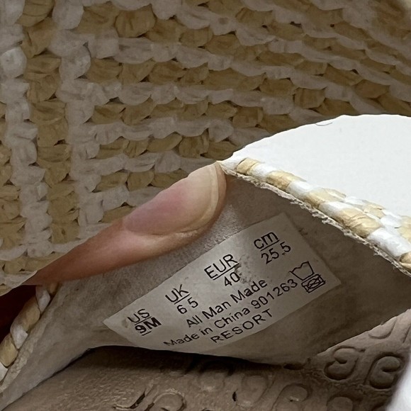 Bzees Women's Lightweight RESORT Raffia Wedge Sandals Size 9 WHITE/BEIGE - Picture 5 of 5